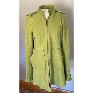 Blue Sky Jacket Fair Trade Hooded Lime Green‎ XS Boiled Wool Viscose Lined City